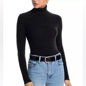 AQUA 100% Cashmere Turtleneck Sweater Black Sz Small
